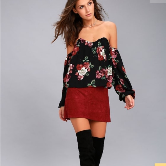 Lulus xs long sleeve off the shoulder crop - Picture 1 of 7